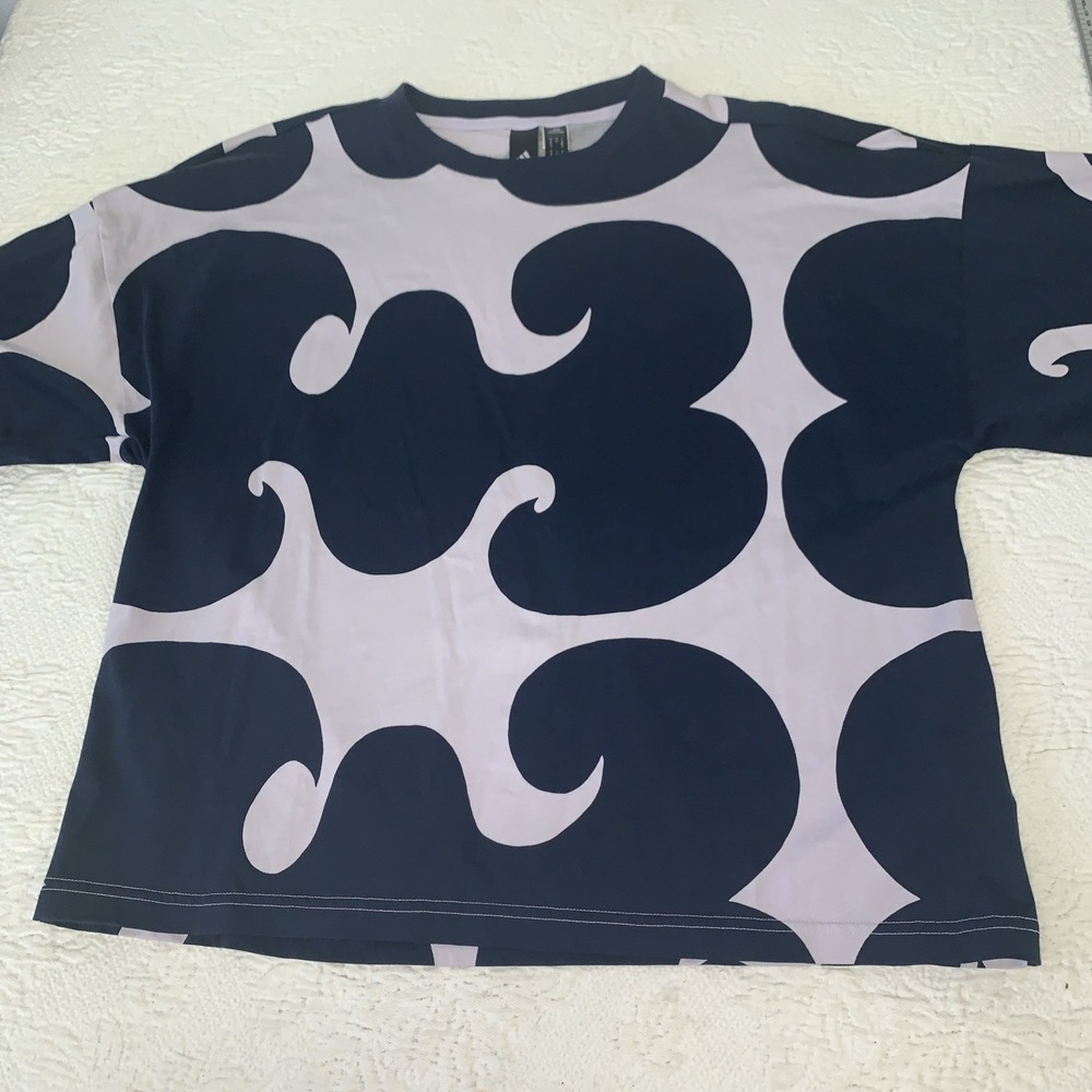 Adidas X Marimekko Ladies Pattern S/S Cotton Jersey Shirt Size M Short